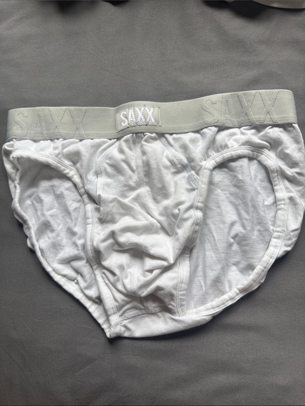 Saxx Men’s White Briefs with Embossed Waistband